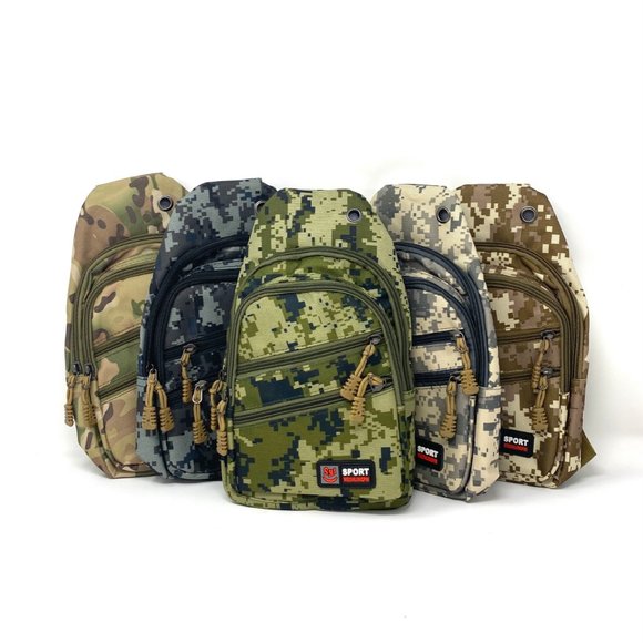 💖MEGA SALE💖Messenger Bag Sport 4 Zip Camo Brown Khaki Unisex - Picture 5 of 6